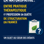 Visuel informatif sur la naturopathie en France, entre pratique thérapeutique et profession en quête de structuration.