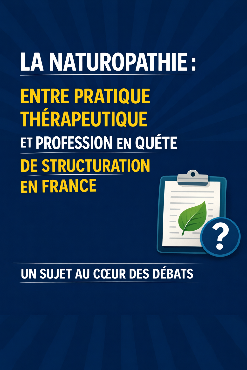 Visuel informatif sur la naturopathie en France, entre pratique thérapeutique et profession en quête de structuration.